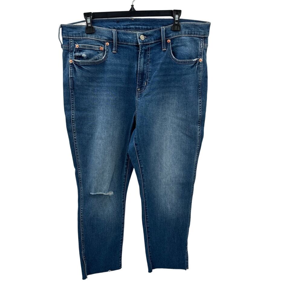 GAP DENIM Vintage Slim Mid Rise Distressed Medium Wash Jean // 16 Short